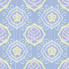 Ikat paisley design seamless pattern on illustration. Ikat ethnic oriental embroidery traditional. Aztec style, abstract. Spring pastel. Design for textile, fabric, clothing, tile, wall art, embroider