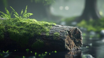 Moss and rotting log close-up
