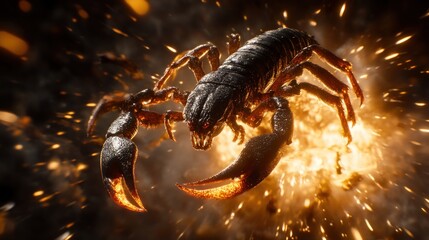 Fiery Scorpion in Exploding Sparkles