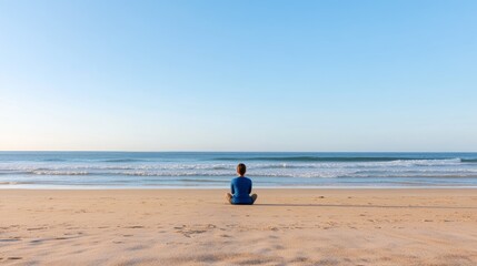 Serene Meditation by the Ocean at Sunrise Horizon