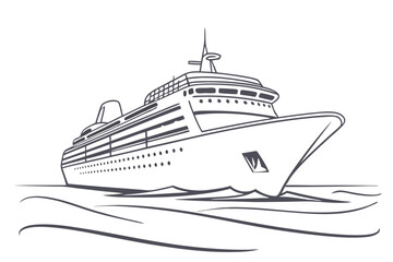 Obraz premium Luxury Cruise Ship on Calm Ocean Vector Illustration