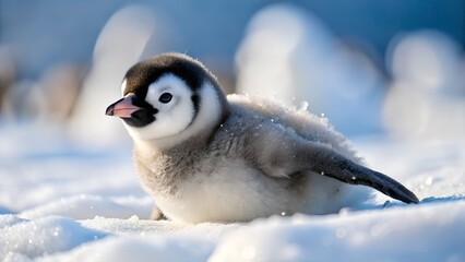baby penguin in the ice