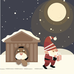 Gnome Tomte Delivering a Gift at Night