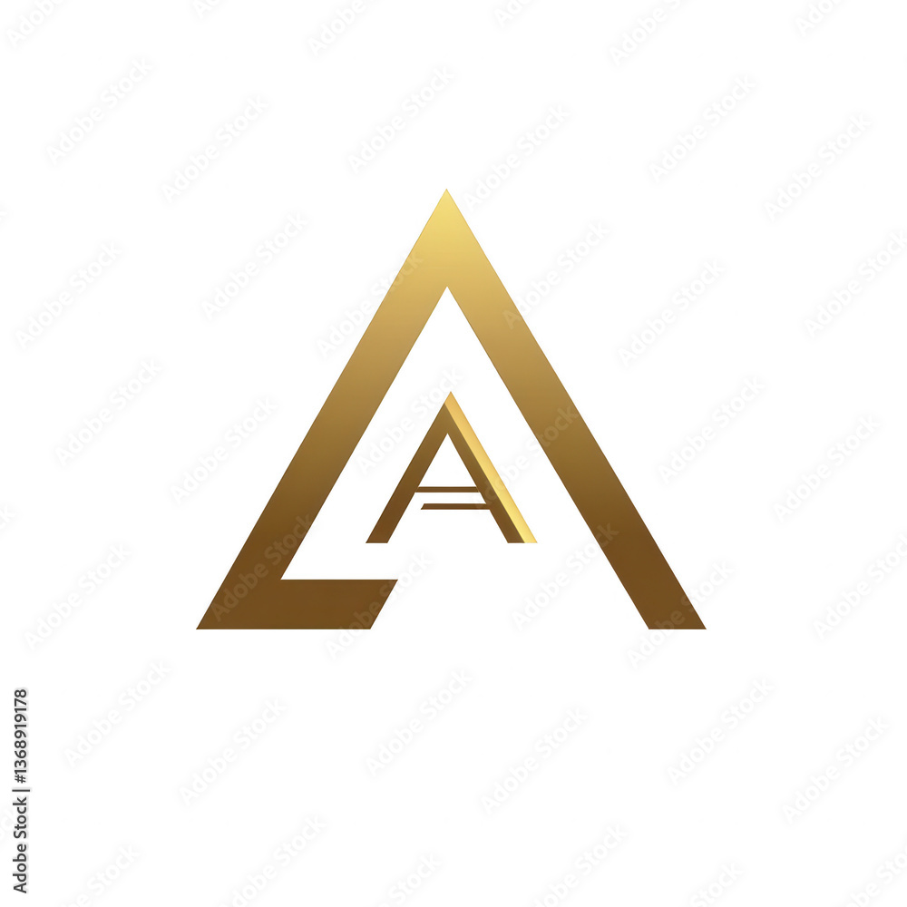 Fototapete logo design featuring a golden letter a and n combined together in the shape of a triangle on a whit
