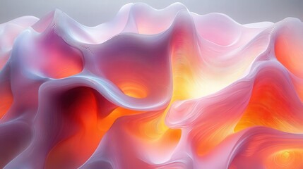 Fototapeta premium Abstract Fluid Curves in Vibrant Hues of Orange and Pink Tones
