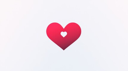 A vibrant red heart with a smaller white heart inside symbolizing love and affection