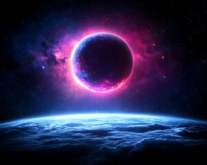 Cosmic Planet Eclipse View