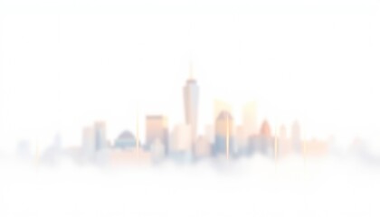Obraz premium Watercolor Urban Landscape Background Template, Blurred City Skyline Digital Banner Design