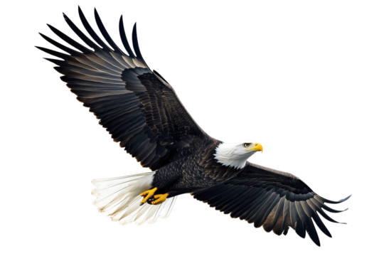 isolated cut out eagle flying on transparent background