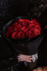 red rose on black background