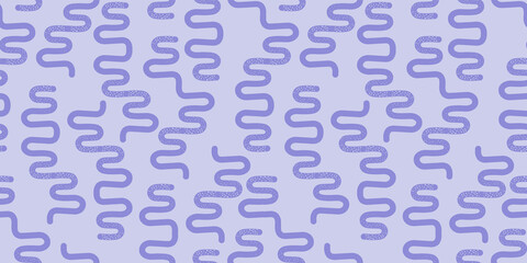 purple and violet squiggle illustration seamless repeating pattern