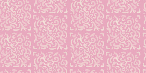 Pink and white swirling tile seamless repeating pattern