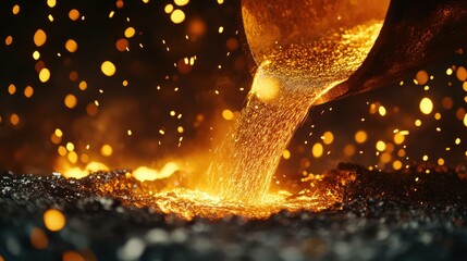 Molten metal pouring process industrial casting foundry metallurgy art