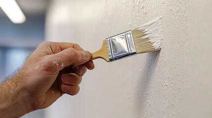 une main passe de la peinture sur un mur 