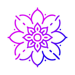 Multicolor gradient mandala with floral elements.  Ethnic mosaic oriental vector outline sketch illustration isolated on white background