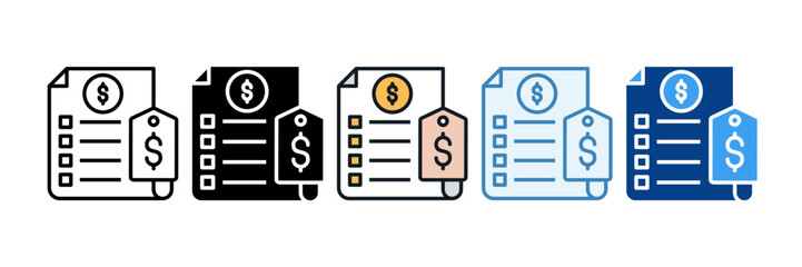 Obraz premium Price List Icon Set Multiple Style Collection