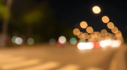 Night city street lights blurred view