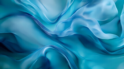 Obraz premium Abstraction fluide de voiles ondulants en nuances de bleu et turquoise. Tinted Translucence. Illustration