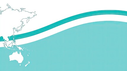 Map of Asia and Oceania with a wave effect. Illustration for presentations or geography education