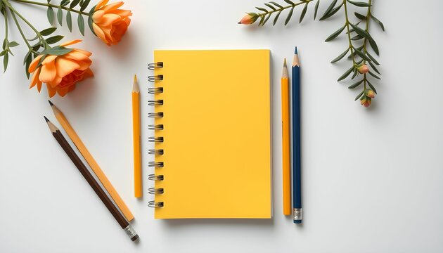 Top-down 3D illustration of a freelance designer's desk with graphic design elements, rendered in a flat design style and a split-complementary palette.