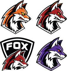 Fox head mascot gaming vector logo design illustration