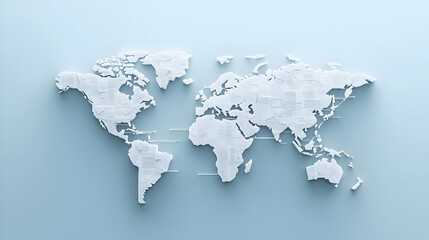 Obraz premium 3D White World Map on Light Blue Background