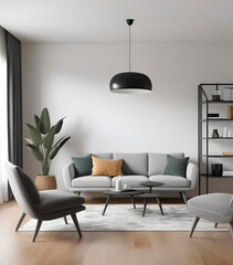 Well-ventilated residential living room made with Generative AI