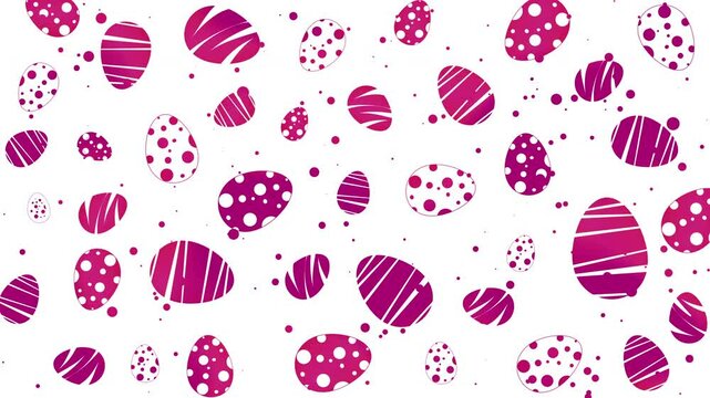 Easter looped animation egg pattern in pink colors. Easter symbols shapes on white background.
