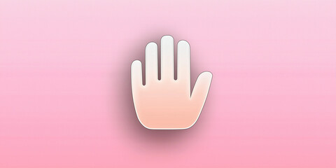 Obraz premium Stylized hand icon on a pink background, symbolizing stopping, awareness, or a friendly gesture.