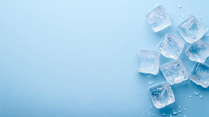 Ice Cubes On Light Blue Background