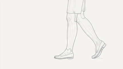 Anatomy walk study Detailed leg bones with shoe walking against a neutral backdrop