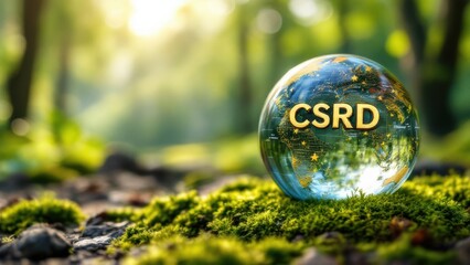 Corporate Sustainability Reporting Directive (CSRD) Concept. The European Union and financial reporting standards regarding sustainability disclosures.