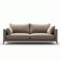 Fototapeta premium Elegant beige sofa with plush cushions, perfect for modern living spaces.