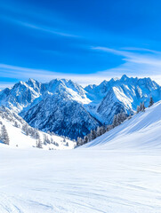 Obraz premium Snowy mountain range under a vibrant blue sky