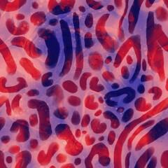 Abstract Digital Hand Painting Psychedelic Furry Geometric Zebra Tiger Stripes and Leopard Cheetah Animal Skin with Tie Dye Gradient Texture Seamless Pattern Batik Background