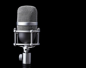 Studio microphone on black background