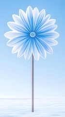 Stylized light blue flower on a stem against a pale blue background