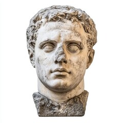Obraz premium Ancient statue of an unknown Roman citizen, head sculpture isolated on a white background with clipping path