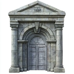 Fototapeta premium Atlant holding a vault above the entrance, isolated on a white background with clipping path