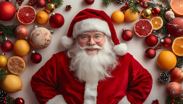 Santa Claus Christmas Fruit Festive Background