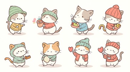 design cute animal wear suite with line color style more action in white background isolated on white,clip art ,remain space between border each corner and rainbow and toy and hat and heart
