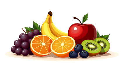 Naklejka premium Fresh Colorful Fruits High-Quality Digital Illustration