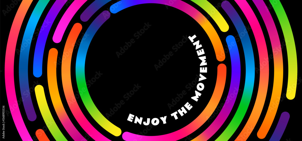 Poster Circle Line Pattern. Round Gradient Lines. Abstract Vector Digital Graphic. Swirl Color Background Design