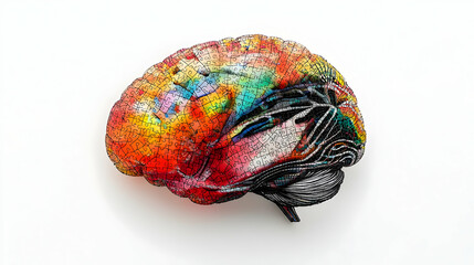 Colorful Pixelated Brain Illustration