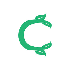 green leaf icon letter C vector