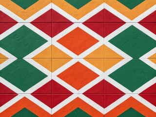 Vibrant Geometric Pattern on Painted Tiles