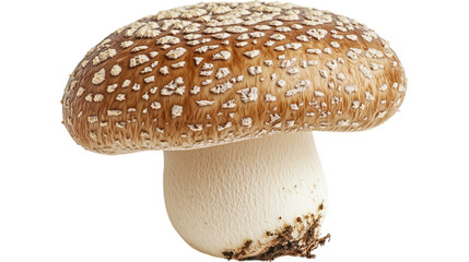 Single shiitake mushroom on plain white background with no shadows