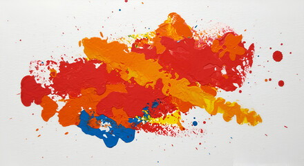 Vibrant Abstract Paint Splatter on White Background for Creative Design