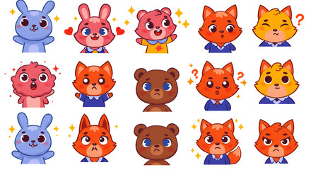 Obraz premium Colorful Collection of Animated Animal Emojis for Social Media Use