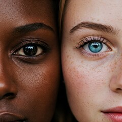 Diverse skin tones and eye colors portrait photography close-up